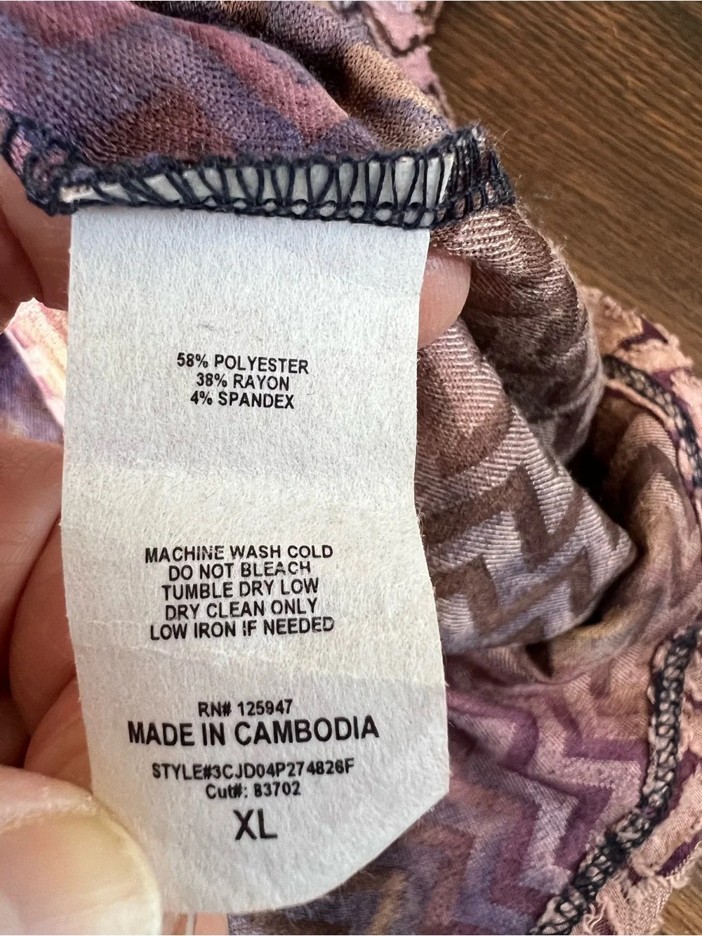 Cocomo NWT Popover Top Women’s XL Multicolor Zigzag Burnout Pleated 3/4 Sleeve - Picture 8 of 11